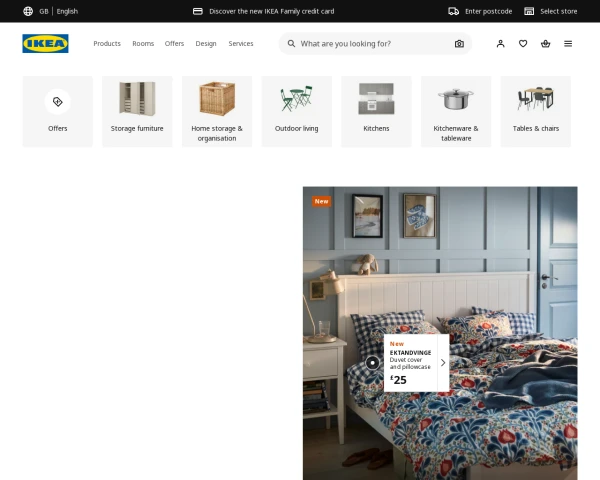 screenshot of Ikea website