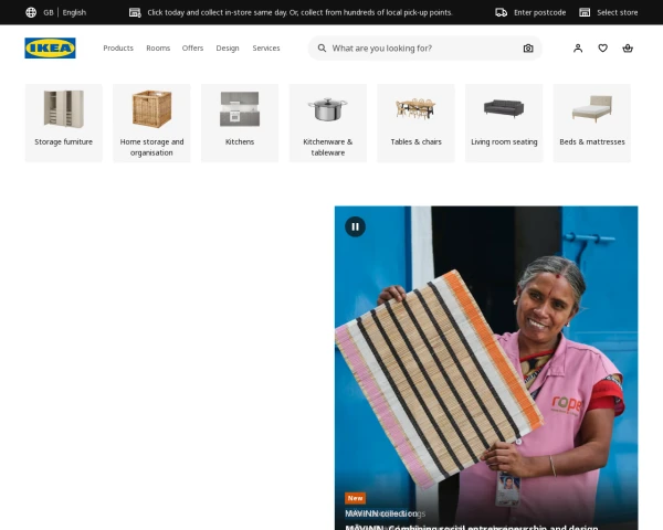 screenshot of Ikea website