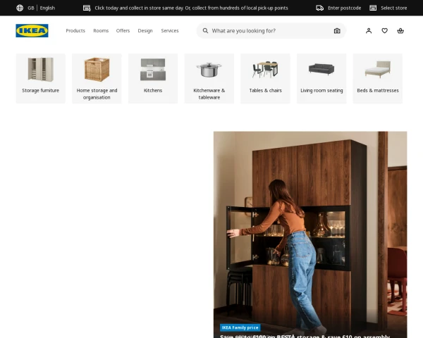 screenshot of Ikea website