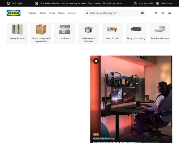 screenshot of Ikea website