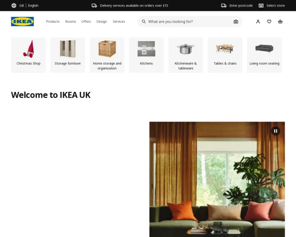 screenshot of Ikea website