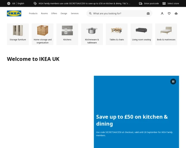 screenshot of Ikea website