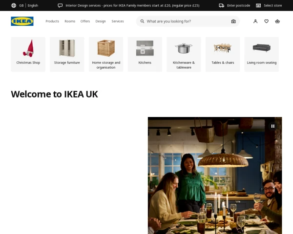 screenshot of Ikea website