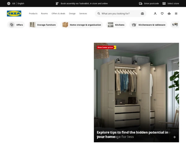 screenshot of Ikea website