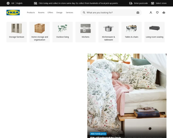 screenshot of Ikea website