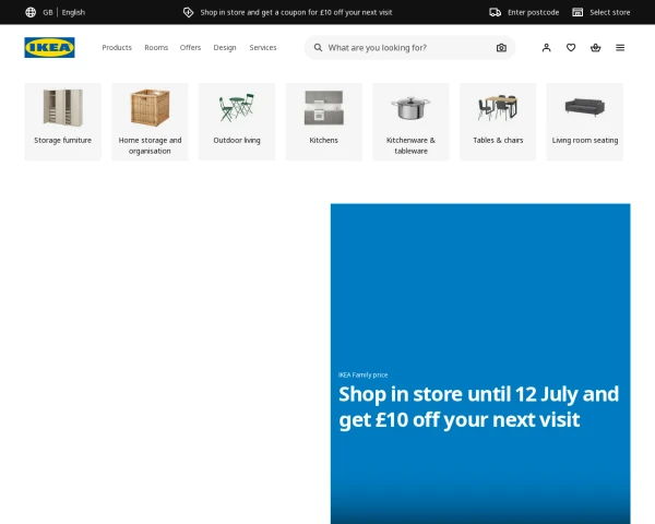 screenshot of Ikea website