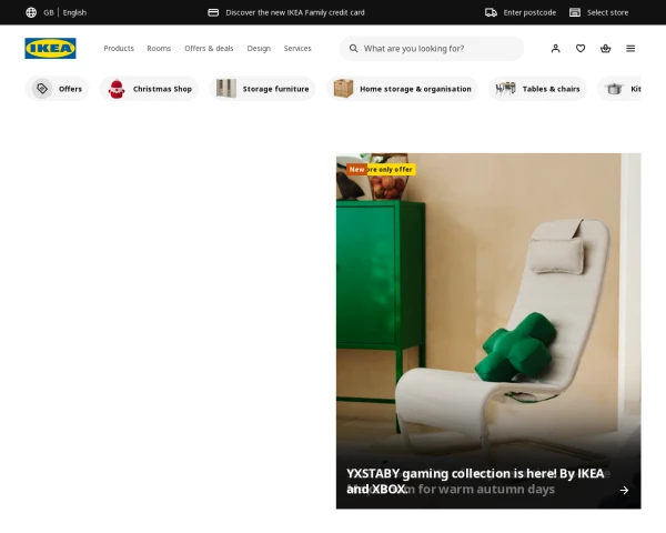 screenshot of Ikea website
