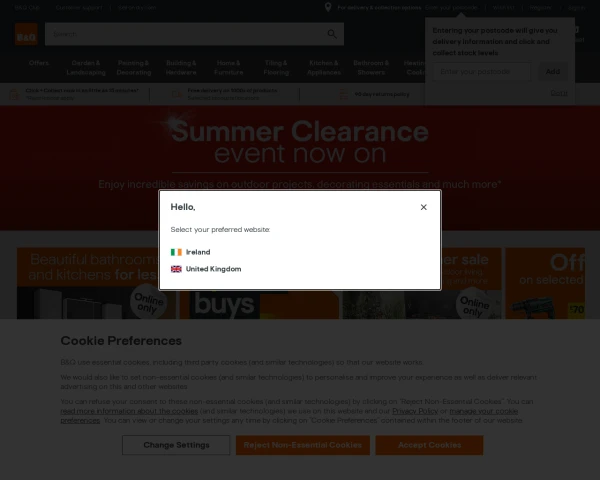 screenshot of B&Q website