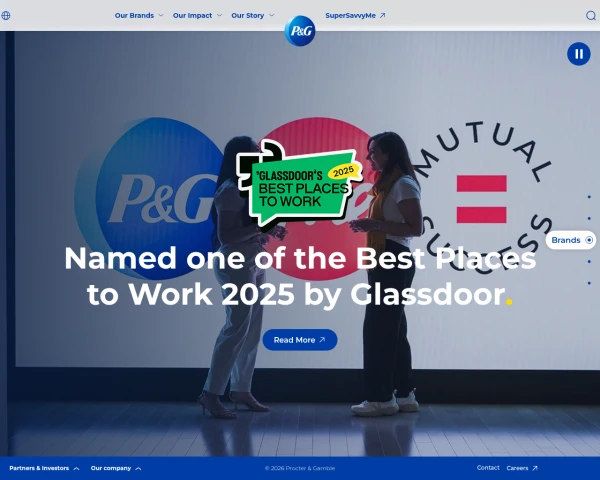 screenshot of P &G website