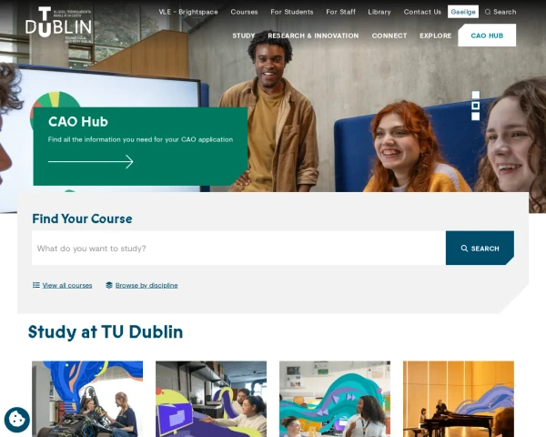 screenshot of Technological University Dublin website