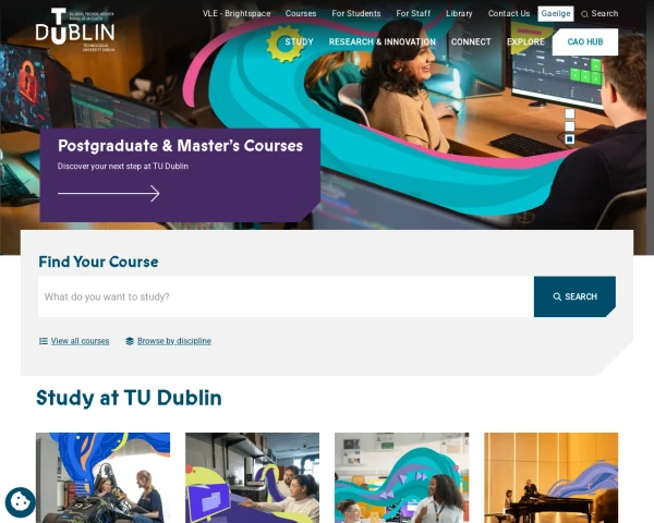 screenshot of Technological University Dublin website
