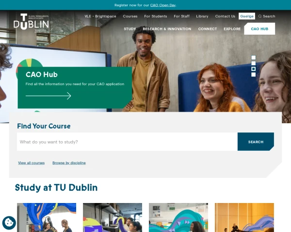 screenshot of Technological University Dublin website