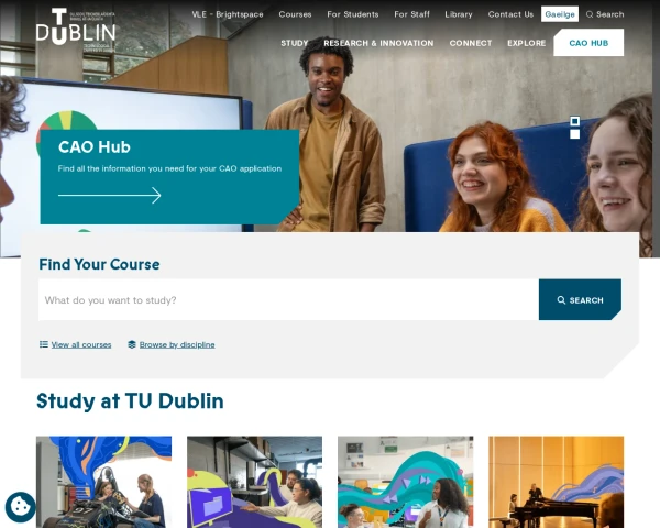 screenshot of Technological University Dublin website