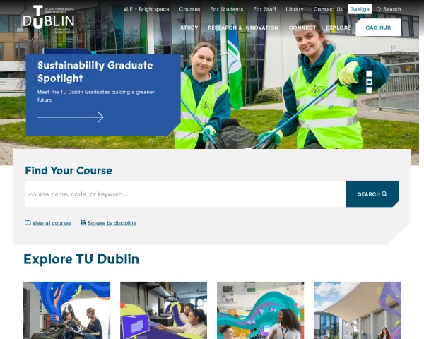 screenshot of Technological University Dublin website