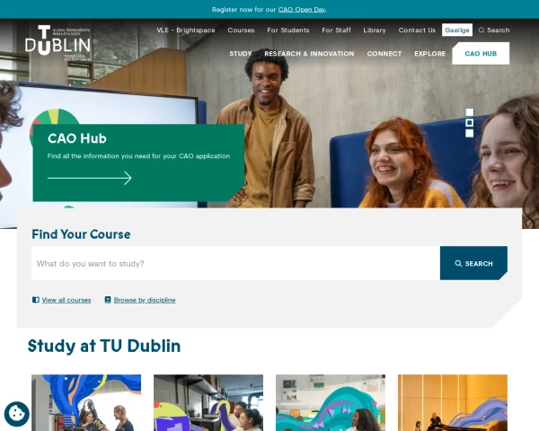 screenshot of Technological University Dublin website