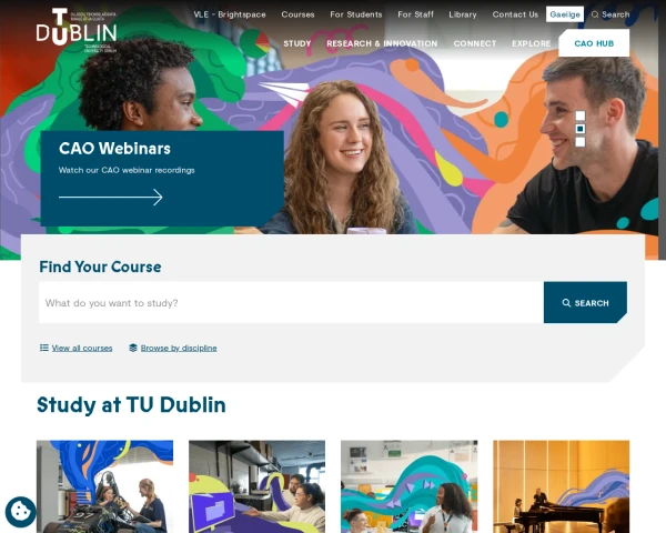 screenshot of Technological University Dublin website