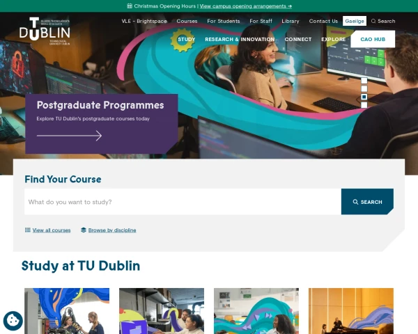 screenshot of Technological University Dublin website