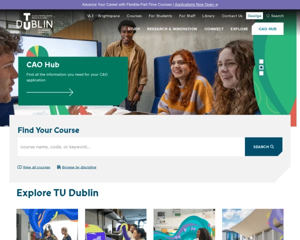screenshot of Technological University Dublin website