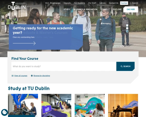 screenshot of Technological University Dublin website