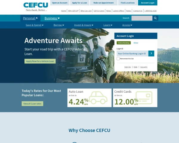 screenshot of Citizens Equity First Credit Union website