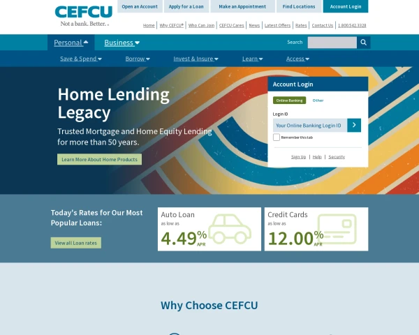 screenshot of Citizens Equity First Credit Union website