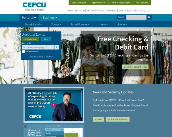 screenshot of Citizens Equity First Credit Union website
