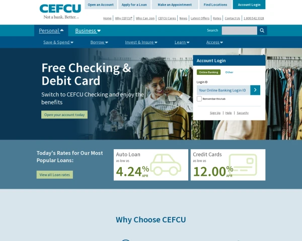 screenshot of Citizens Equity First Credit Union website