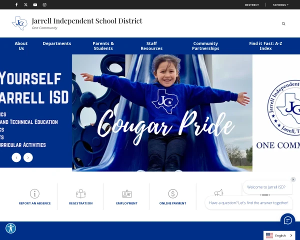 screenshot of Jarrell ISD website