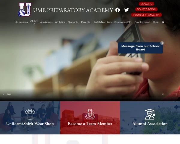 screenshot of Ume Preparatory Academy website