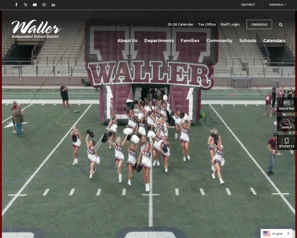 screenshot of Waller ISD website
