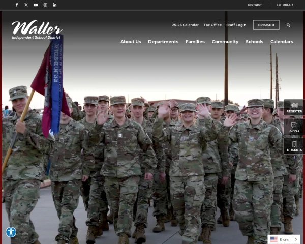 screenshot of Waller ISD website