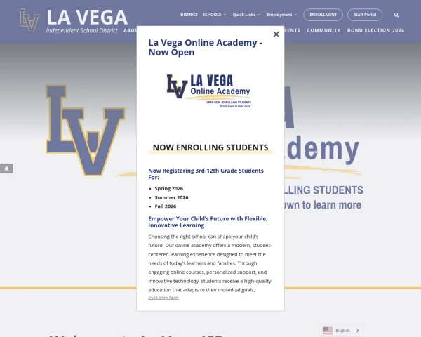 screenshot of La Vega ISD website