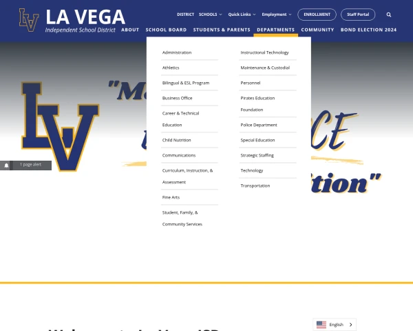 screenshot of La Vega ISD website