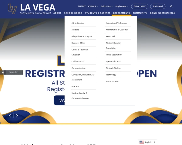 screenshot of La Vega ISD website