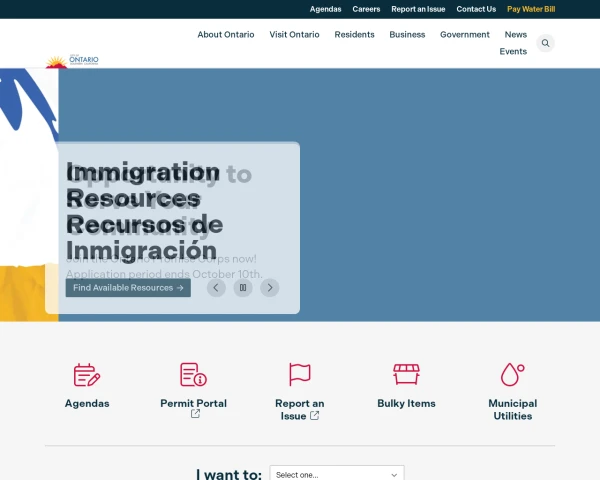 screenshot of City of Ontario website