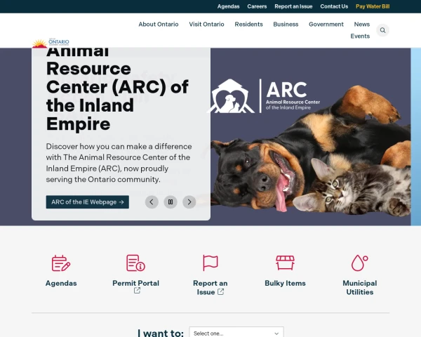 screenshot of City of Ontario website