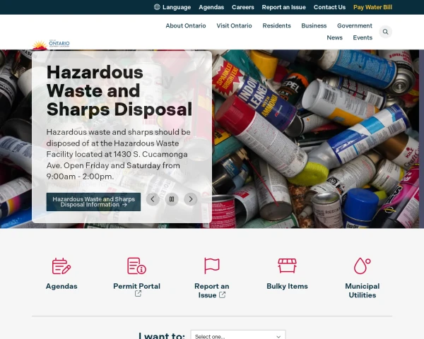 screenshot of City of Ontario website