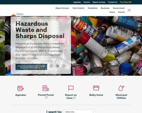 screenshot of City of Ontario website