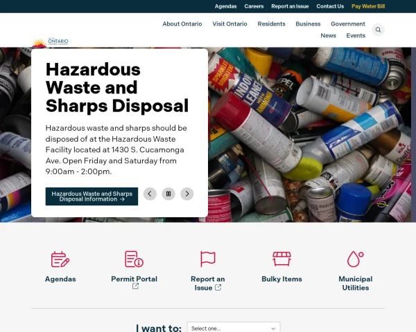 screenshot of City of Ontario website