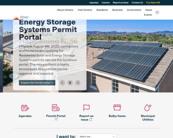 screenshot of City of Ontario website