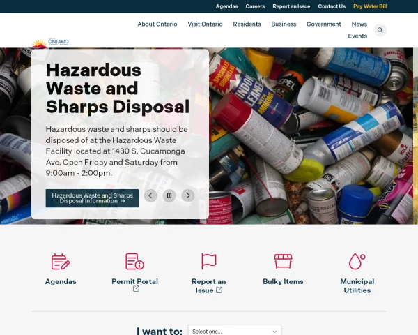 screenshot of City of Ontario website