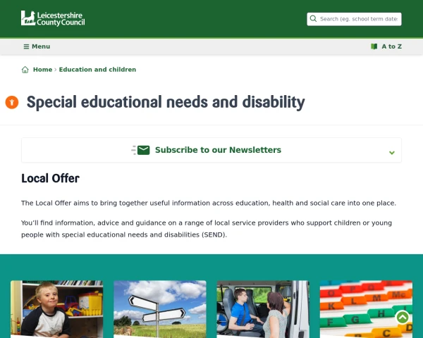 screenshot of Leicestershire Local Offer website