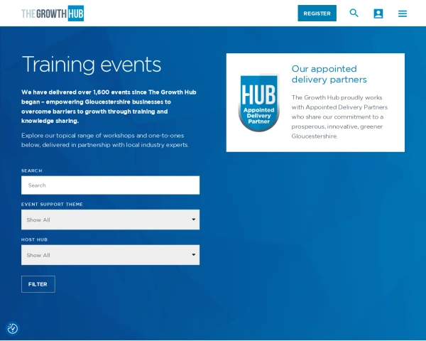 screenshot of The Growth Hub (Gloucestershire) website