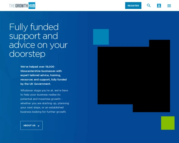 screenshot of The Growth Hub (Gloucestershire) website