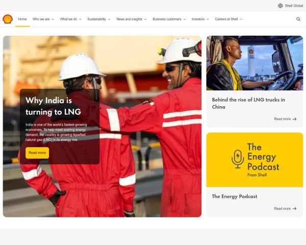 screenshot of Royal Dutch Shell website