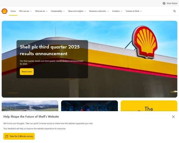 screenshot of Royal Dutch Shell website
