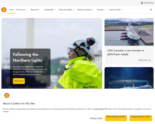 screenshot of Royal Dutch Shell website