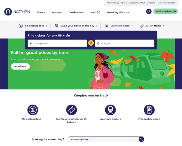 screenshot of Northern website