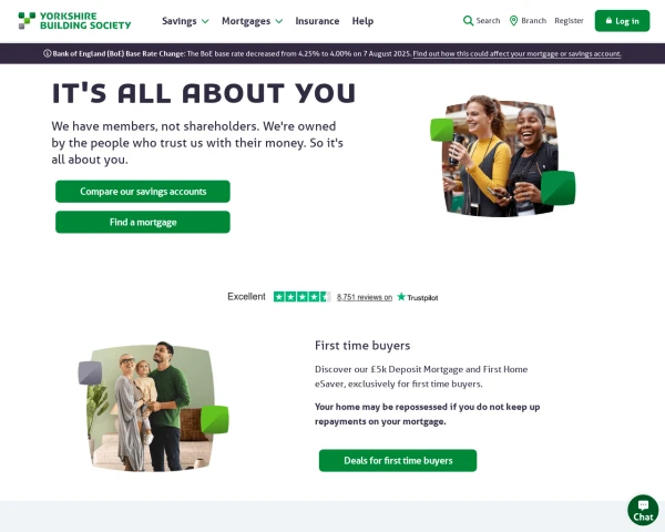 screenshot of Yorkshire Building Society website