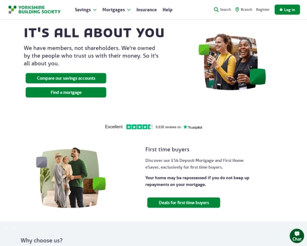 screenshot of Yorkshire Building Society website